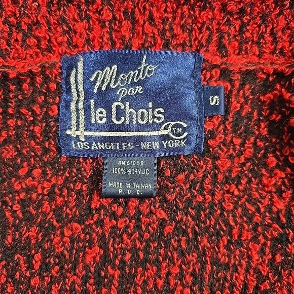 Monto Par Le Chois Women’s Vintage Chunky Cardigan Long Sweater Small Red Black - Picture 4 of 9